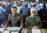 Gen. Czesław Kiszczak, szef MSW, obok marszałka Michała Roli-Żymierskiego, Warszawa 1981 r.