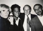 Od lewej: Andy Warhol, Basquiat, Bruno Bischofberger i Fransesco Clemente. Nowy Jork, 1984 r.
