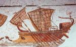 <Antyczna mozaika przechowana w muzeum w tunezyjskim mieście Susa przedstawia statek wiosłowy wspomagany żaglem. Podobnymi jednostkami żeglowali koloniści z Fokai 