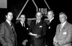 Szesnasty Światowy Kongres IRU w Oslo (Norwegia), 1978. Mówcy na kongeresie: Czapski (PL), Featherstone (UK), Hooykans (NL), Dreskonfeld (D) i Ljungberg (S)