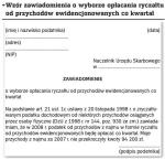 Wzór zawiadomienia o wyborze opłacania ryczałtu od przychodów ewidencjonowanych co kwartał