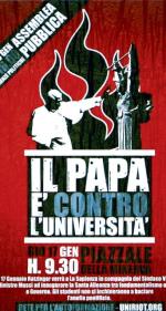 „Papież jest przeciw [naszej] uczelni” – głosi plakat zapraszający na czwartkowy wiec protestacyjny