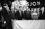 Krajowa konferencja partii Poalej Syjon. Piąty od lewej Adolf Berman, przewodniczący Centralnego Komitetu Żydów w Polsce. 1947 r.