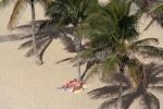 Słońce, złoty piasek, morze, cień palm – warunki do idealnego wypoczynku. Na zdjęciu plaża na Lanzarote, jednej z Wysp Kanaryjskich 