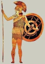 Hoplita, malowidło z wazy czerwonofigurowej, V w. p.n.e.
