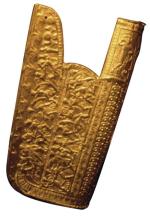 Złoty gorytos na łuk i strzały odnaleziony w grobowcu królewskim w Ajgaj (obecnie Wergina)