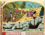 Flota  macedońska u brzegów Azji Mniejszej, miniatura francuska, XV w.