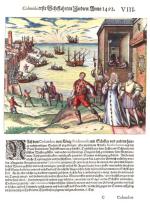 Kolumb wyrusza na pierwsza wyprawę do Indii, ryc. Theodore de Bry, 1594