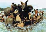 Transport słoni Hannibala przez Ren, 218 p.n.e., rys. Peter Connolly 
