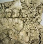 Legioniści rzymscy na reliefie z kolumny Trajana w Rzymie, 113 r. n.e. 