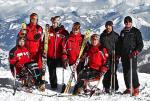 Ski team Poland: od lewej: Rafał Szumiec (jazda na siedząco), Bogdan Mirski, Łukasz Szeliga, Andrzej Szczęsny, Jarosław Rola, trener Peter Matiasko (Słowak), menedżer Romuald Schmidt