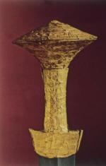 Złota rękojeść miecz mykeńskiego znaleziona w Skopelos, XV w. p.n.e.