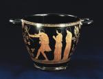 Odyseusz zabija konkurentów do ręki Penelopy, attycka waza czerwonofigurowa, II poł. V wieku p.n.e.
