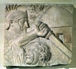 Rzymski legionista walczy z barbarzyńcą, relief, koniec II w.