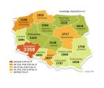 Wartość projektów dofinansowanych z funduszy UE. Na szczególną uwagę zasługuje woj. zachodniopomorskie. Choć należy do średniaków, udało się ściągnąć tam sporo pieniędzy (per capita) – zarówno w zakresie inwestycji infrastrukturalnych jak i wsparcia dla firm. 