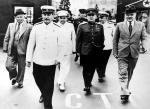 Banda sowieckich ludobójców. Od lewej: Nikita Chruszczow, Józef Stalin, Gieorgij Malenkow, Ławrentij Beria, Wiaczesław Mołotow