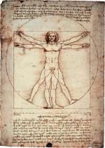 Człowiek witruwiański, szkic Leonarda przedstawiający idealne proporcje ludzkiego ciała