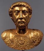 ...oraz popiersie Marka Aureliusza, złoto, ok. 180 r. n.e.