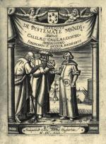 Frontyspis „Dialogu o dwu najważniejszych systemach świata” Galileusza z postaciami Arystotelesa, Ptolemeusza i Kopernika