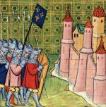Francuzi oblegają miasto we Flandrii, miniatura francuska, XIV w.