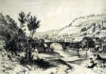 Pierwszy most żelazny (1779) nad rzeką Severn, rycina Williama Ellisa (według rysunku M. A. Rookera)
