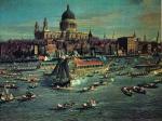 Widok XVII-wiecznego Londynu od strony Tamizy