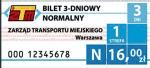 Bilet 3-dniowy normalny, strefa 1.