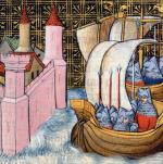 Francuzi atakują okręty angielskie pod Sluys w 1340 r., miniatura francuska, XIV w.