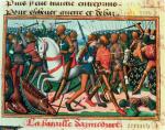 Walka Francuzów z Anglikami, miniatura francuska, XIV w.