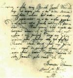 Reprodukcja listu Berka Joselewicza do generała Jana Henryka Dąbrowskiego z 6 czerwca 1798 roku