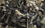 Robotnicy niszczą maszyny przędzalnicze, obraz C. L. Doughty'ego		