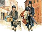 Handlarze żydowscy – ojciec z synem – na ulicach miasta
