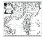  T. Jefferson, Mapa Kamczatki, rysunek wg rosyjskiej mapy z książki Stiepana Kraszeninnikowa „Historia Kamczatki i Wysp Kurylskich”  