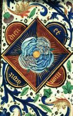 Biała Róża - godło heraldyczne domu Yorków, miniatura flamandzka, XV w. 
