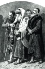 Obraz Artura Grottgera „Żydzi warszawscy” z cyklu „Warszawa I”, 1861 r. W środku rabin Ber Meisels