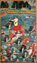Armia Akbara przekracza Ganges, miniatura, Indie, XVII w.
