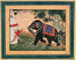 Poskramianie słonia, miniatura, Indie, koniec XVI w.