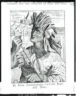 Król Inków Atahualpa, litografia brytyjska, XIX w. 