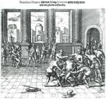Mord na  Atahualpie w 1533 r., rycina Theodore’a de Bry, druga połowa XVI w. 