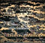 Widok Edo, na pierwszym planie pałac Tokugawów, rysunek japoński, pierwsza połowa XVII w.