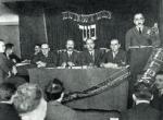 Prezydium Ogólnokrajowego Zjazdu Bundu w 1929 r.; od lewej – M. Wasser, I. Lichtenstein, A. Kremer, J. Portnoj,  Sz. Zygielbojm i (na mównicy) H. Erlich