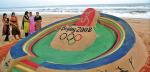 Olimpijskie symbole  na indyjskiej plaży