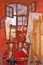 Kiejstut Bereźnicki, „Wnętrze z postaciami – Reszel”,  olej, płótno, 201 x 135 cm, 1991 – 1992; fot. archiwum artysty