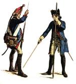 Grenadier i podoficer piechoty pruskiej z czasów wojny siedmioletniej 