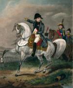 Napoleon na polu bitwy, rycina kolorowana, XIX w. 
