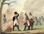 Spotkanie Napoleona z cesarzem Franciszkiem II po bitwie pod Austerlitz, rycina kolorowana, XIX w.