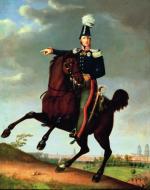 Król Prus Fryderyk Wilhelm III na koniu, mal. Antonio Schader, l. 20. XIX w.  