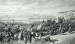 Francuska artyleria podczas bitwy nad Almą, rycina z epoki 