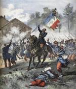 Atak francuskiej piechoty na Solferino, litografia francuska z końca XIX w. 