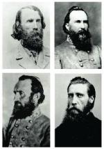 ≥Dowódcy jednostek konfederackiej Armii Pólnocnej Wirginii (od góry): Ambrose Powell Hill, James Longstreet, Thomas Jonathan „Stonewall” Jackson, John Bell Hood